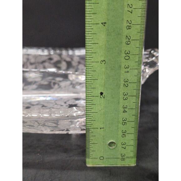 Fostoria Etched Glass Divided Relish‎ Dish, Basket Floral Design, 3-Part Serving - Picture 6 of 10